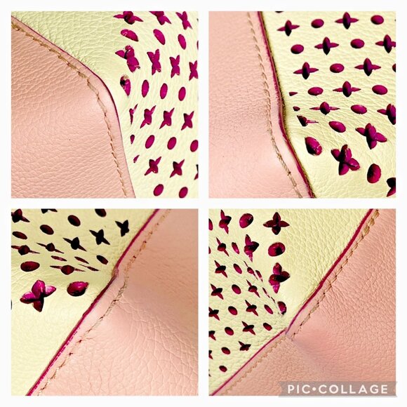 LOUIS VUITTON Calfskin Perforated Lockme Cabas Rose Poudre Bag Shoulder Tote - Picture 9 of 16